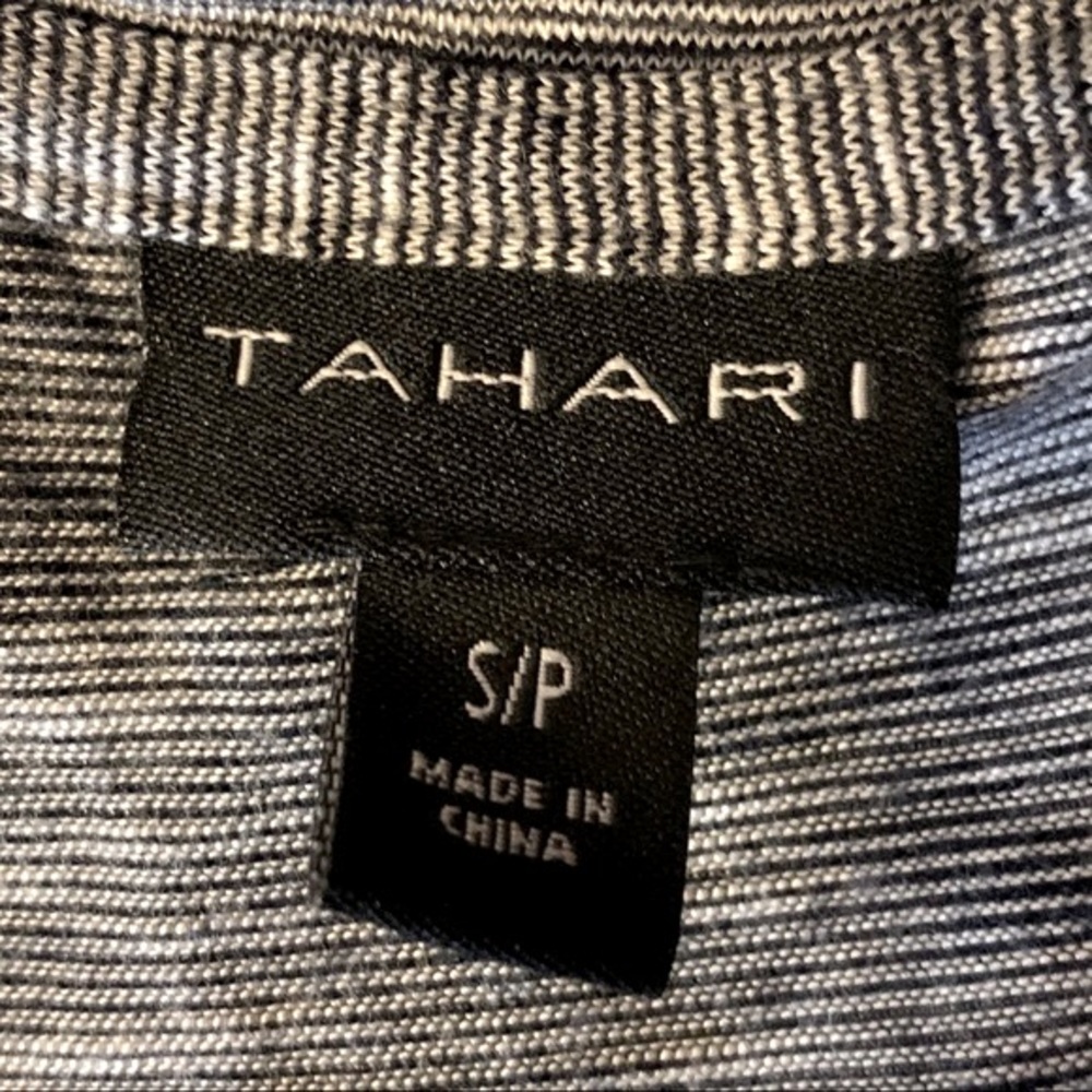 Tahari Racer Back Black/White Stripe Tank Top | S - Picture 2 of 5